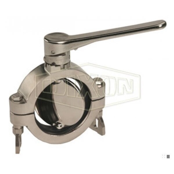 Butterfly Valve, Series: B5102, 4 in Nominal, Clamp End, 15 to 200 deg F, 3-Position Reversible Hand